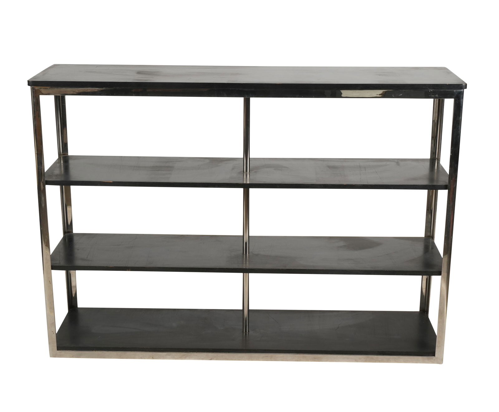 Vintage Polished Steel and Ebonized Wood Bookshelf (1 of 8)