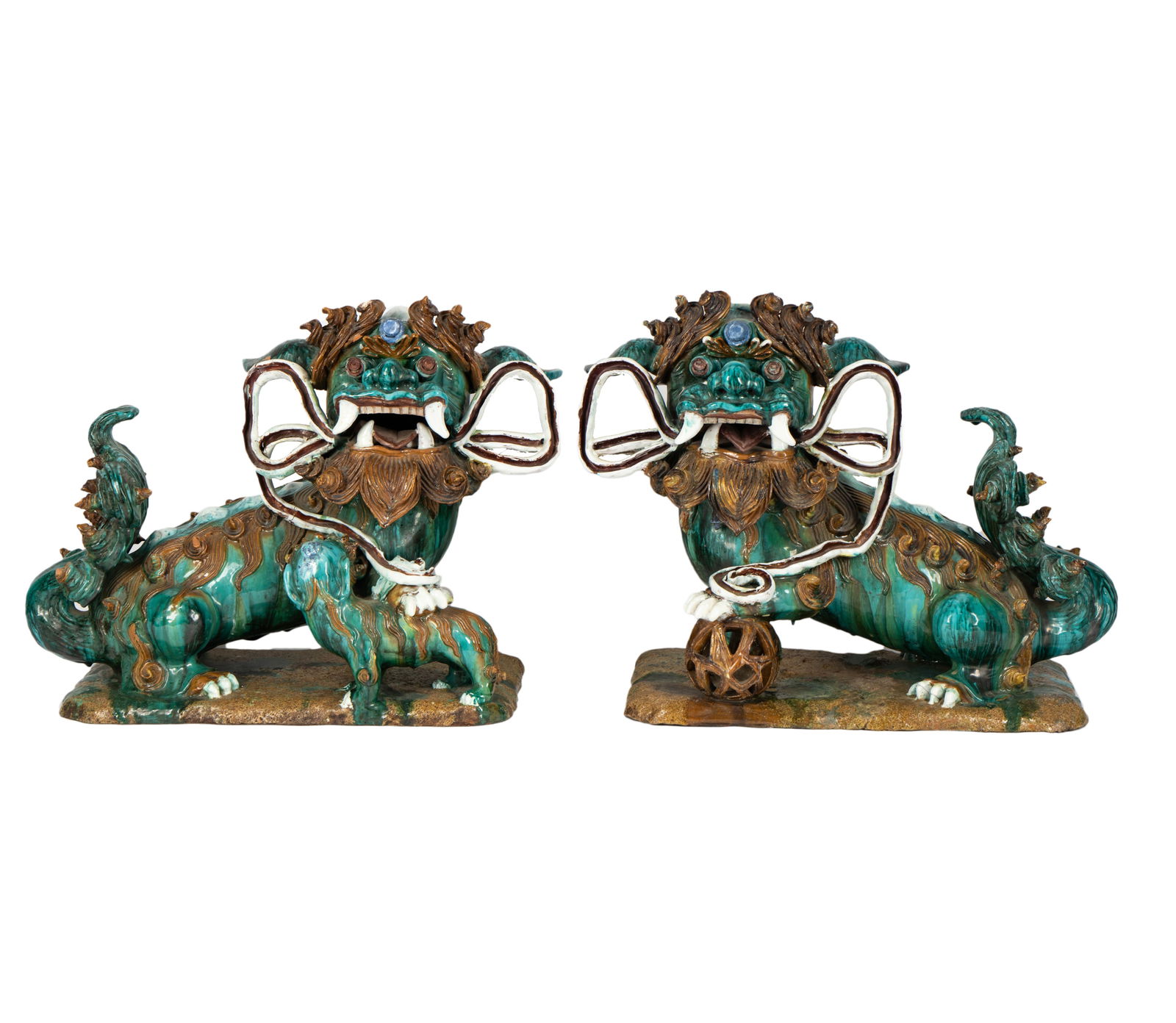 Pair of Chinese Glazed Pottery Foo Dogs (1 of 20)