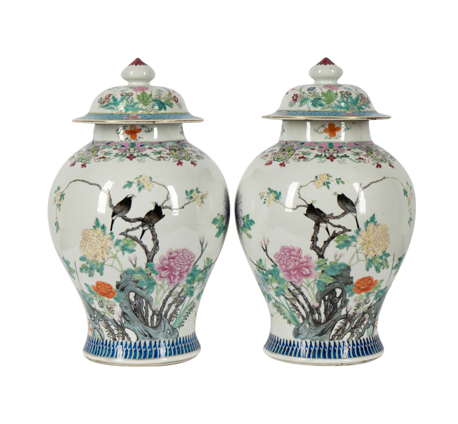 Pair of Chinese Famille Rose Porcelain Jars and Covers (1 of 20)