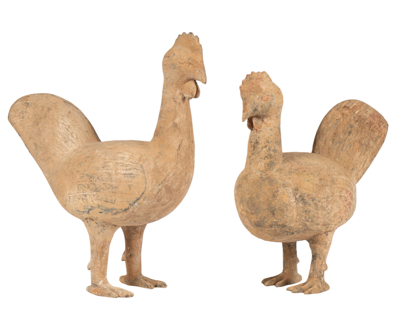 Pair of Han Dynasty Rooster Figures (1 of 17)