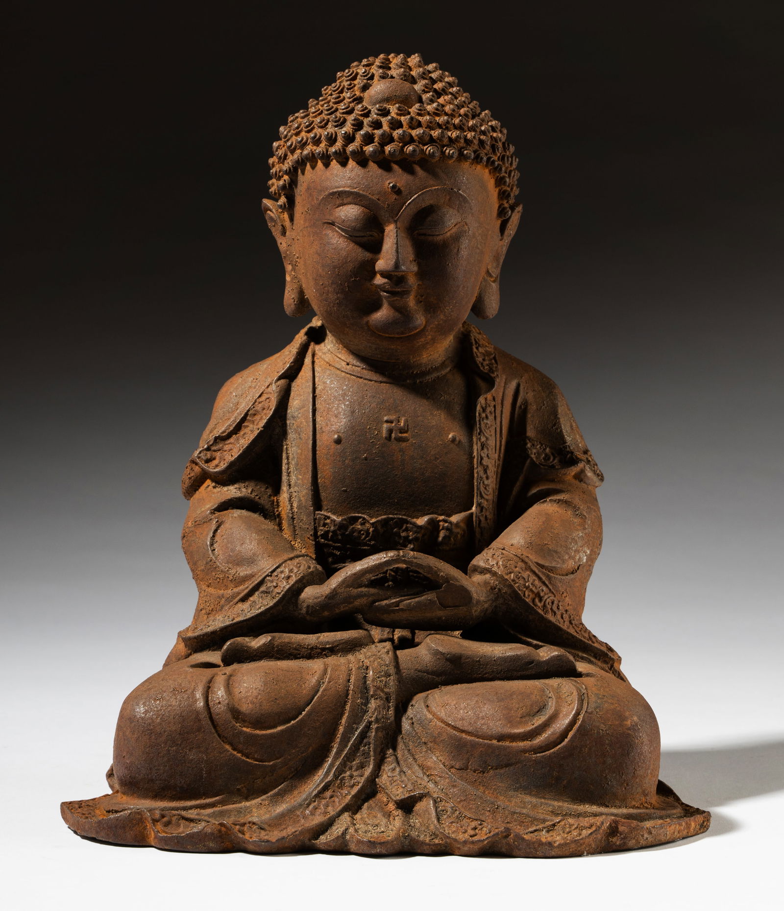 Korean Iron Seated Buddha FIgure (1 of 9)