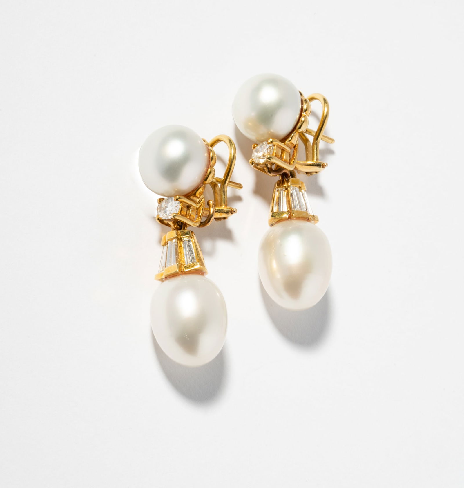 18 Yellow Gold Diamond and Pearl Convertible Drop Earrings (1 of 4)