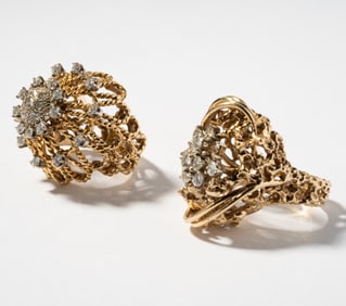 Two Yellow Gold And Diamond Rings