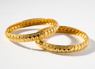 One Pair Of High Karat Yellow Gold Bangles