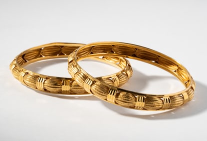Pair Of High Karat Yellow Gold Bangles