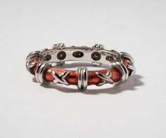 Tiffany and Co. Jean Schlumberger 18 Karat White Gold Red Paileone Enamel Ring