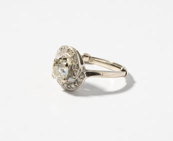 14 Karat White Gold and Diamond Ring