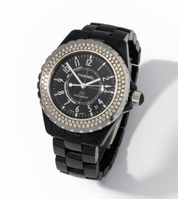 Chanel Black Ceramic and Diamond Automatic J12 Wristwatch