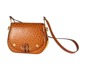 Hermes Rare Original Cognac Ostrich Passe Guide Bag