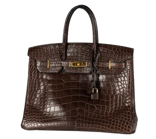 Hermes Matte Brown Crocodile Havane 35cm Birkin Bag