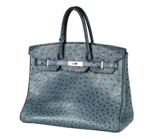 Hermes Bleu Roi Ostrich 35cm Birkin Bag