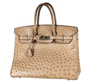 Hermes Mousse Gray Ostrich 35cm Birkin Bag