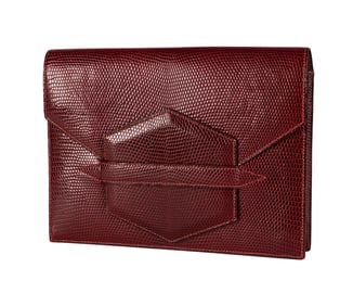 Hermes Rouge H Lizard Faco Clutch