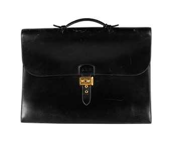 Hermes Black Calfskin Leather Sac a Depeche Briefcase
