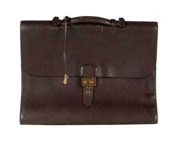Hermes Brown Togo Leather Sac a Depeche Briefcase