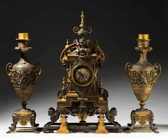 French Three-Piece Clock Garniture