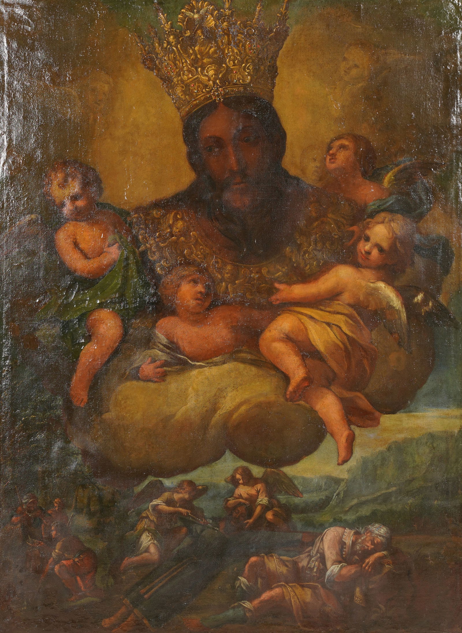 Nick Chavez Continental School: Christ: oil on canvas; unsigned Sight: 59 x 43 in. (149.9 x 109.2 cm.), Frame: 69 x 52 in. (175.3 x 132.1 cm.) Provenance: Property from the Estate of Nick Chavez, the revered hairstylist behind the exclusive