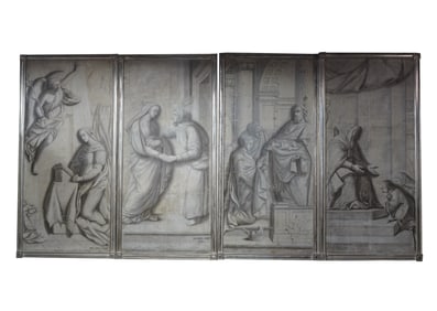 Nick Chavez Continental School: Set of Four Monumental Painted Panels