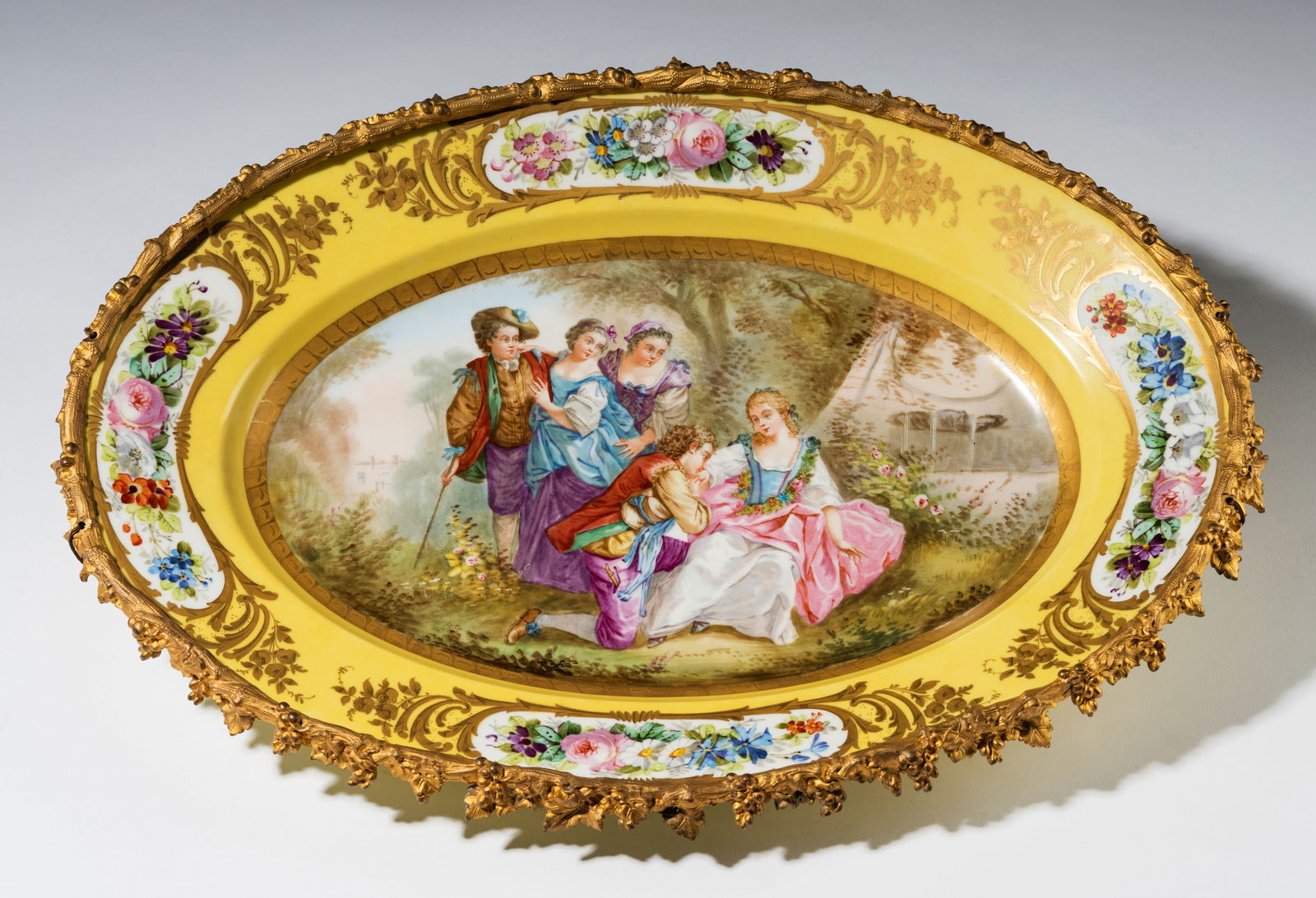 Sevres-Style Yellow-Ground Porcelain Oval Bowl (1 of 9)