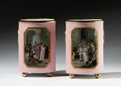 Pair of Pink-Ground Porcelain Jars