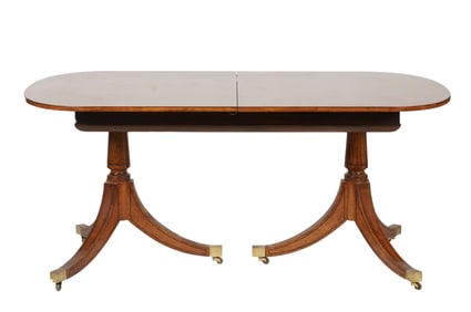 English Regency-Style Twin Pedestal Dining Table