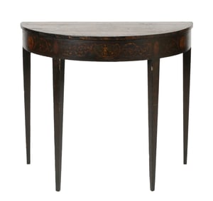 Edwardian Polychrome-Painted Demilune Side Table