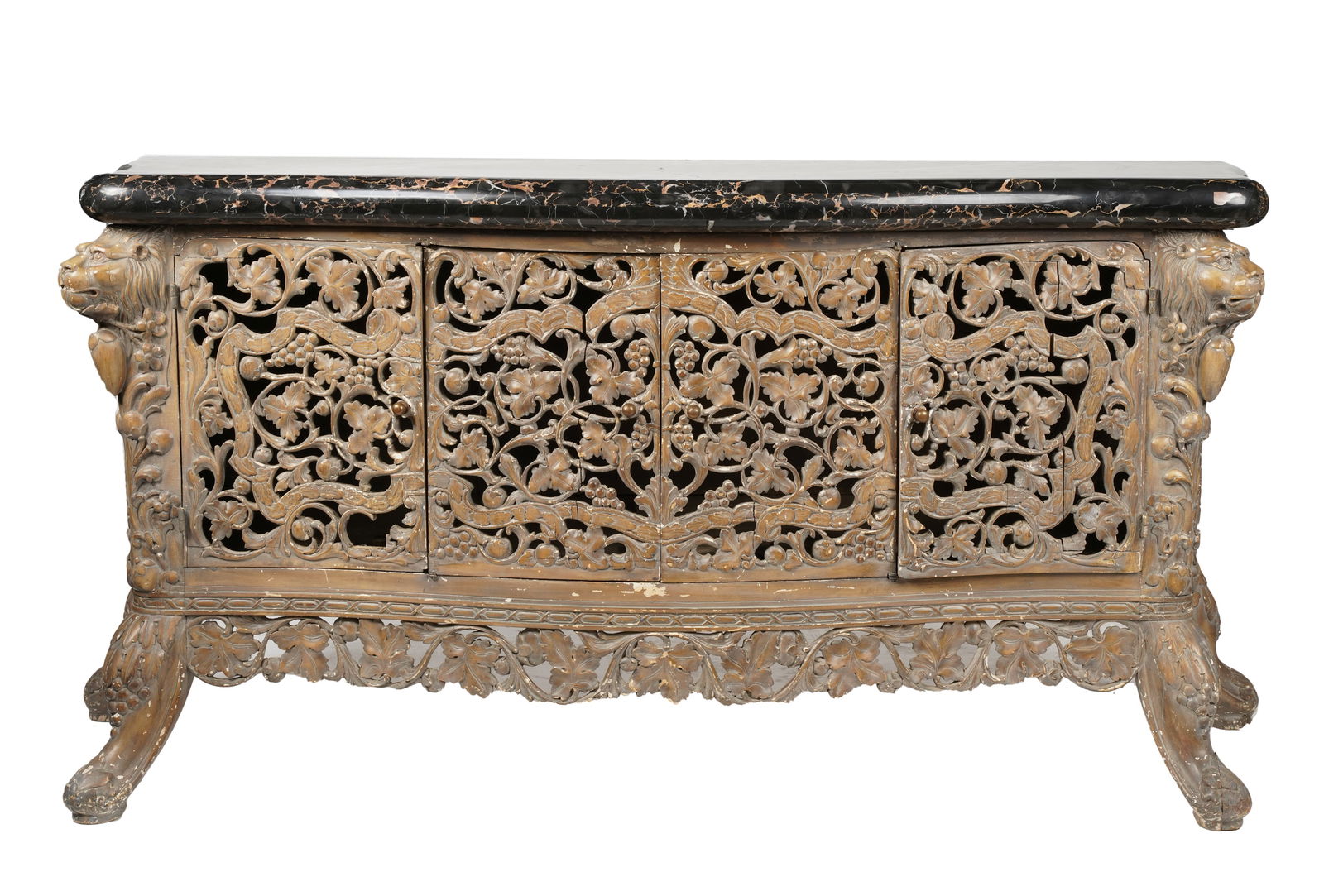 Nick Chavez Carved Marble-Top Cabinet (1 of 13)