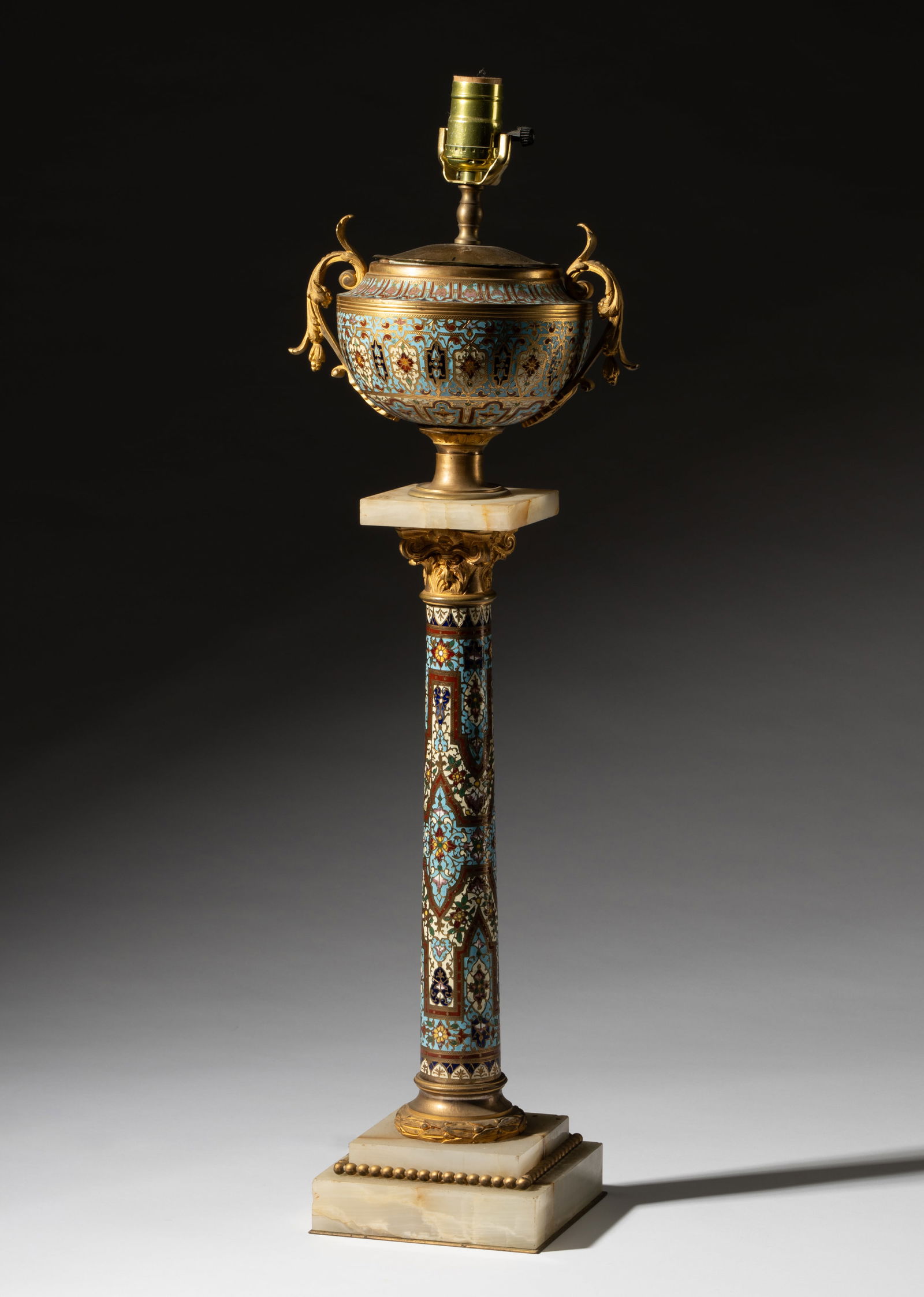 Champleve Enamel Urn and Pedestal (1 of 9)