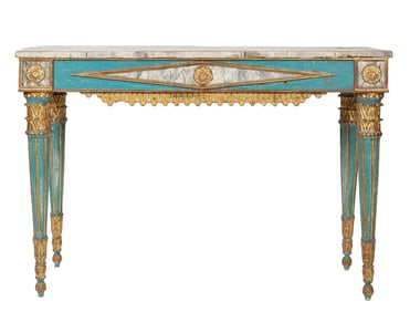 Italian Neoclassical Gilt and Polychrome-Painted Console Table