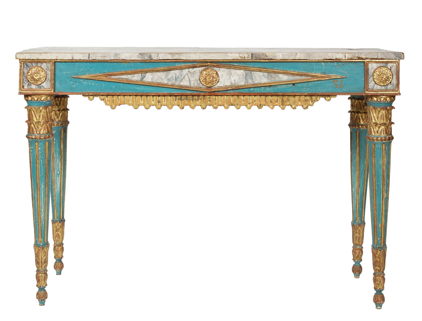 Italian Neoclassical Gilt and Polychrome-Painted Console Table (1 of 9)