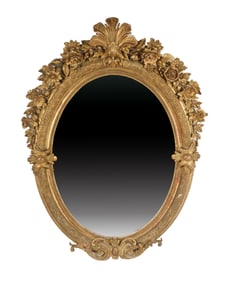 Italian Giltwood Oval Wall Mirror