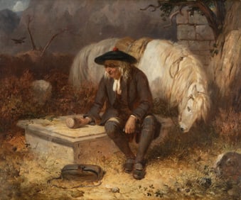Thomas Woodward (1801-1852): Man and Horse in a Country Churchyard