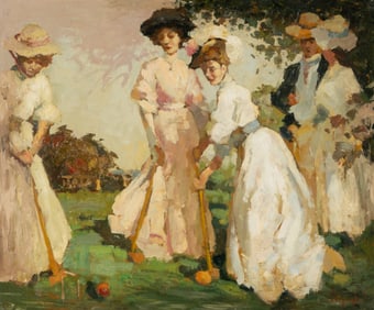 After Percy William Gibbs: Ladies Playing Croquet