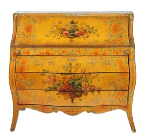 Italian Rococo-Style Polychrome-Painted Fall-front Desk