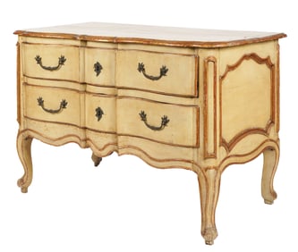 Italian Rococo Gilt and Cream-Painted Commode