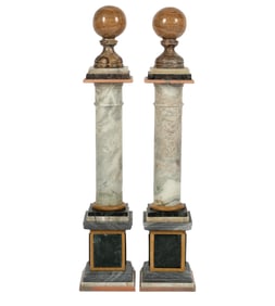 Pair of Italian Grand Tour-Style Marble Columns