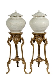 Pair of Chinese Blanc De Chine Covered Vases with Stands