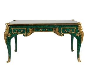 Louis XV-Style Malachite-Veneered Bureau Plat