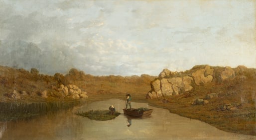 Jasper Francis Cropsey (1823 - 1900): Figures in a Lake Landscape