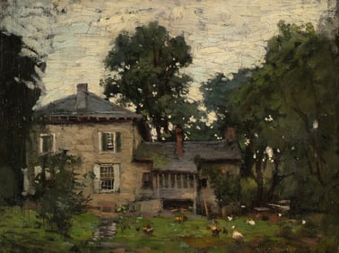 Paul Cornoyer (1864 - 1923): Country House with Chickens in Yard