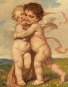 Gyula Eder (1875 - 1945): Two Cherubs Embracing