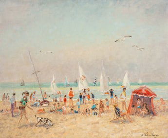 Andre Hambourg (1909 - 1999): Figures on a Beach