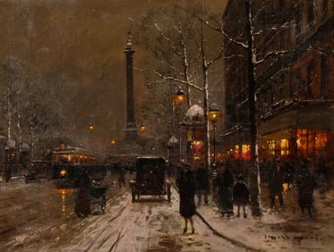 Edouard-Leon Cortes (1882-1969): Place de la Bastille, Paris