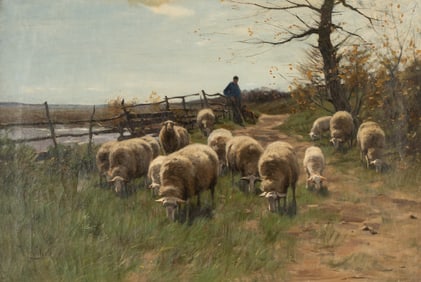 Hermann Johannes van der Weele (1852-1930): Landscape with Herder and Goats
