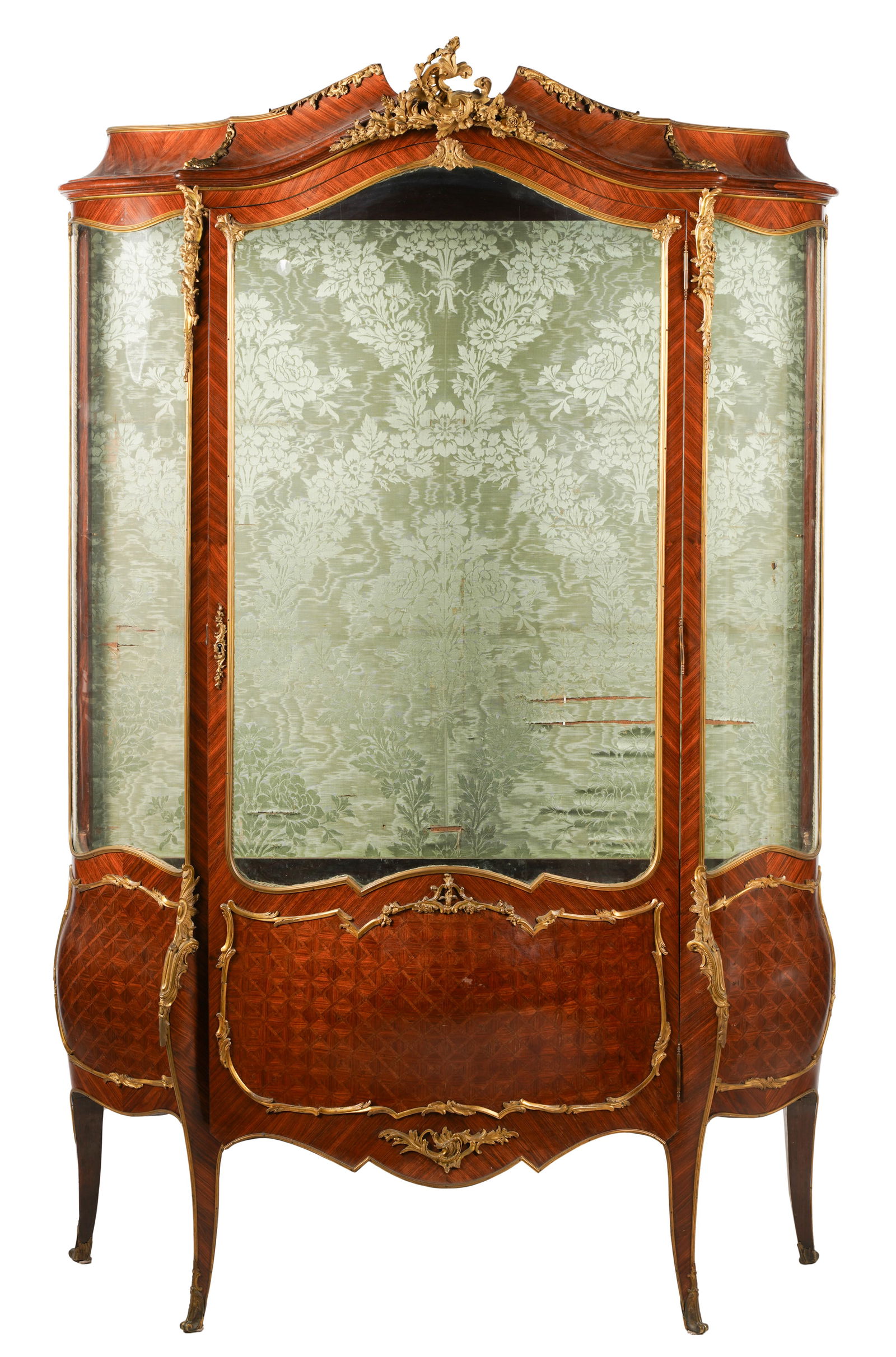 French Gilt Bronze-Mounted Kingwood and Parquetry Vitrine Cabinet (1 of 11)