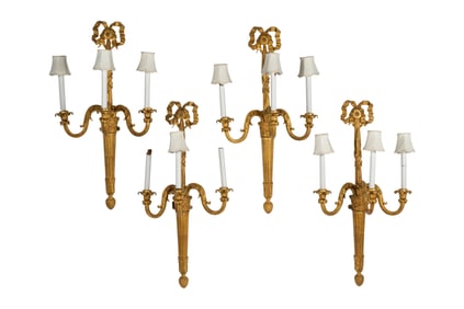 Set of Four Neoclassical-Style Gilt Bronze Sconces