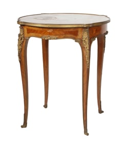 Louis XV-Style Marble-Top Parquetry Gueridon