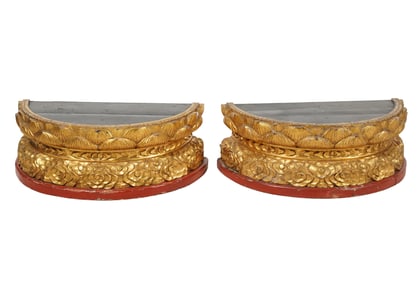 Pair of Asian Giltwood Stands