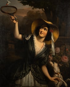 Attributed to Franz Winterhalter (1805-1873): Playing Shuttlecock