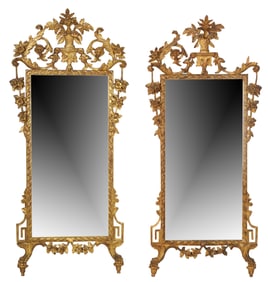 Pair of Continental Carved Giltwood Wall Mirrors